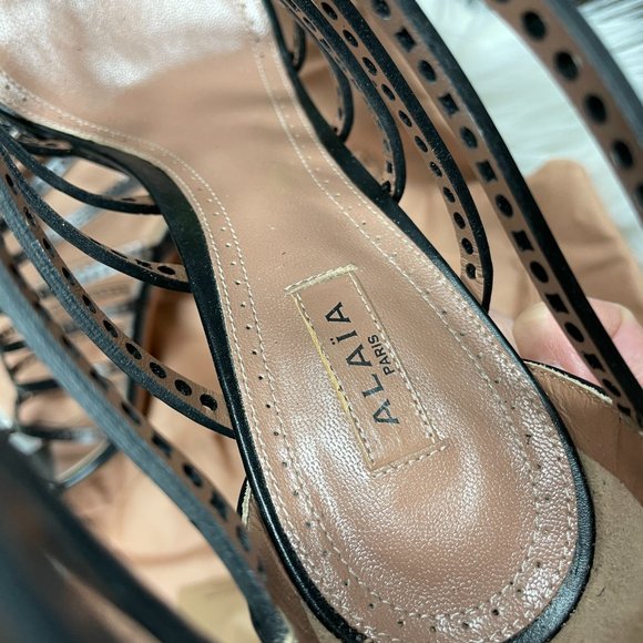 ALAIA Perforated Heeled Cage Sandals - Fits like a 7 or 7.5 - Picture 9 of 13
